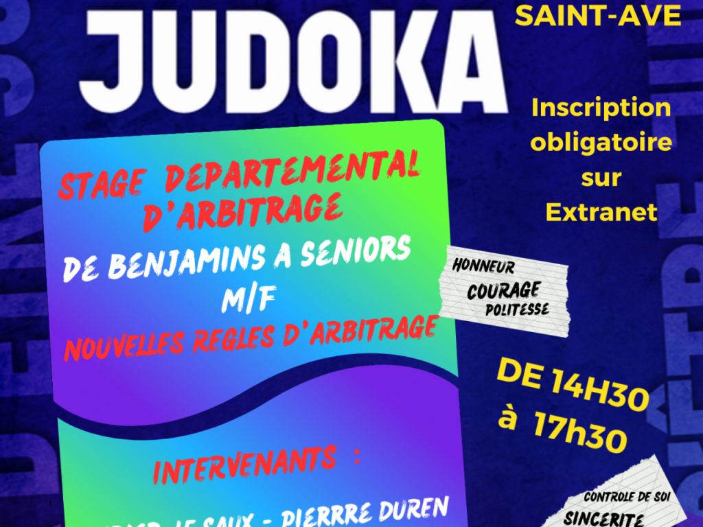 Image de l'actu '7 mars 2026 : Stage départemental d´  Arbitrage au dojo de  Saint-Avé'