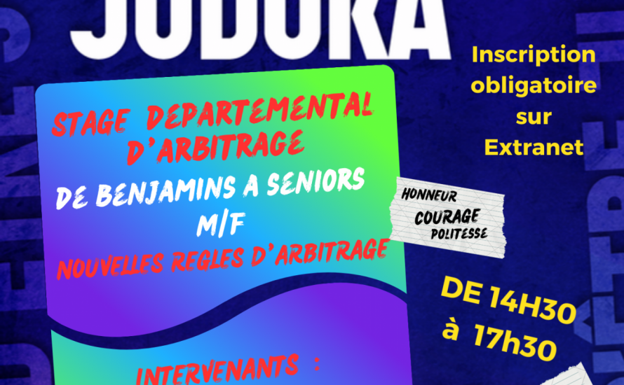 7 mars 2026 : Stage départemental d´  Arbitrage au dojo de  Saint-Avé
